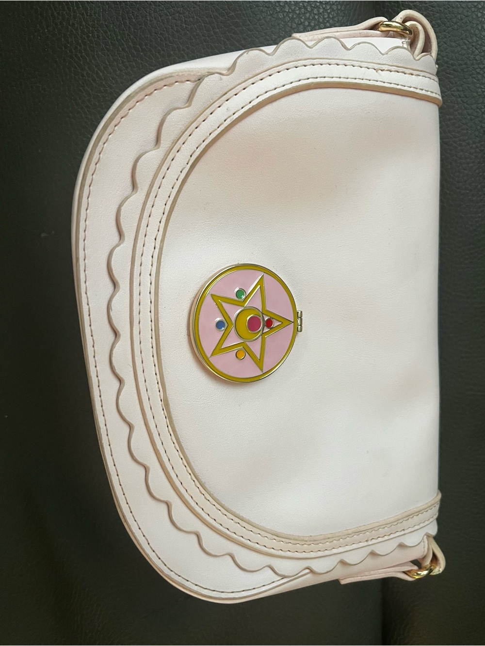 Stylish Pink Scalloped Sailor Moon Crossbody Bag with Decorative Star Emblem